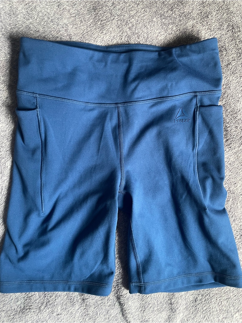 Reebok Women's High-Waist Blue Performance Bike Shorts - 7” inseam